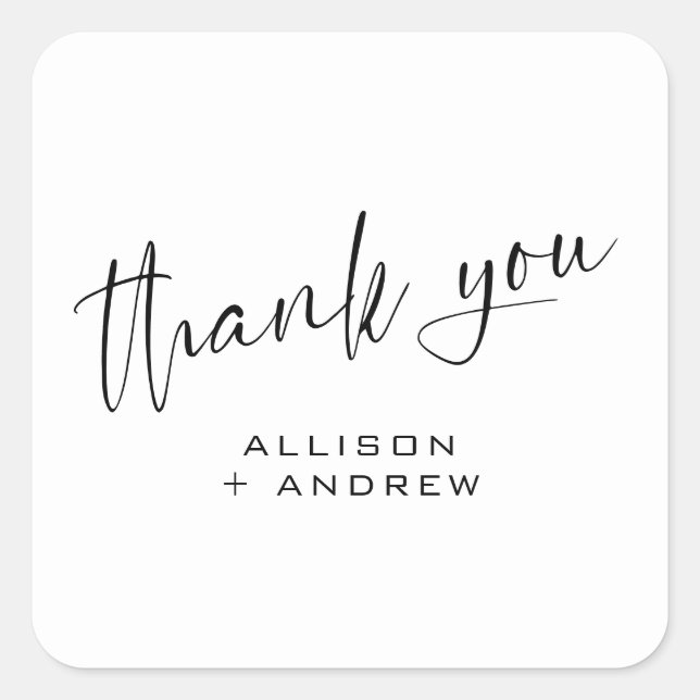 Minimalist Handwritten Thank You Wedding Sticker (Front)