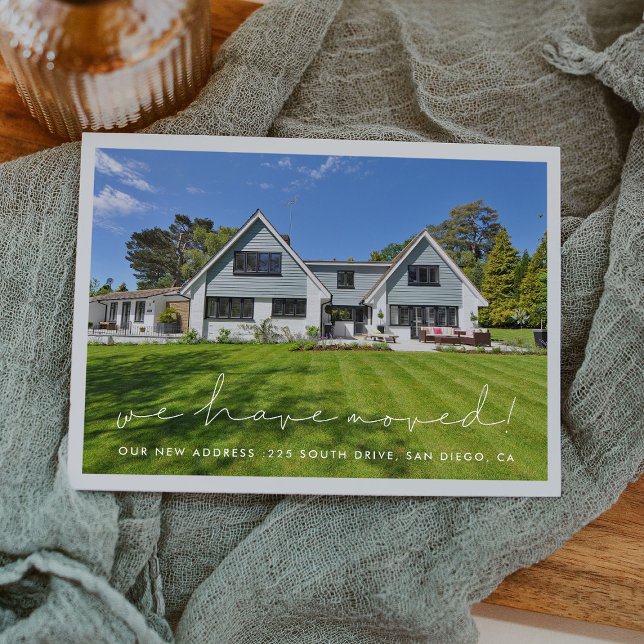 Minimalist handwritten We have moved Postcard (Creator Uploaded)