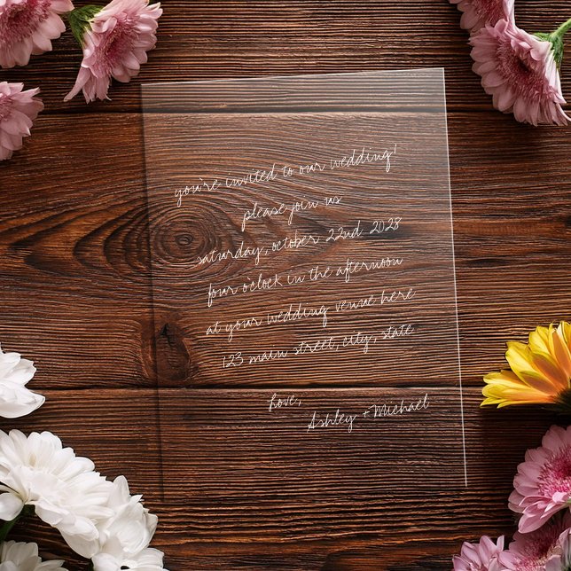 Minimalist Handwritten Wedding Acrylic Invitations (Creator Uploaded)