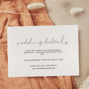 Minimalist handwritten wedding details card
