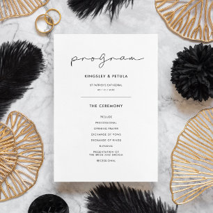 Minimalist handwritten wedding program