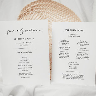 Minimalist handwritten wedding program