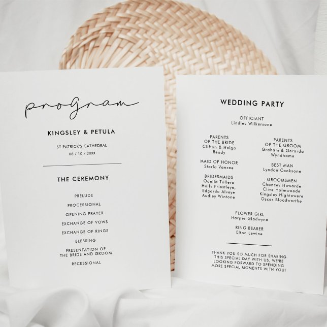 Minimalist handwritten wedding program (Creator Uploaded)