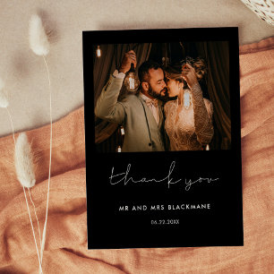 Minimalist handwritten wedding Thank you photo Postcard