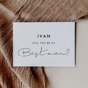 Minimalist handwritten Will you be my best man Invitation