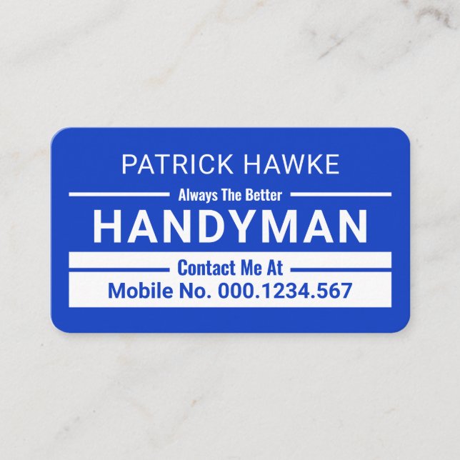 Minimalist Handyman Border Lines Business Card (Front)