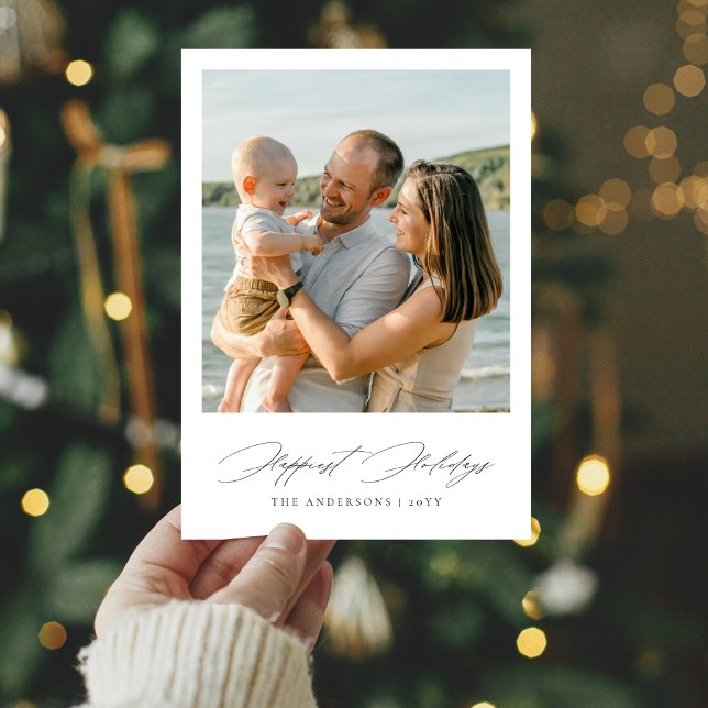 Minimalist Happiest Holidays Photo Christmas Card (Creator Uploaded)