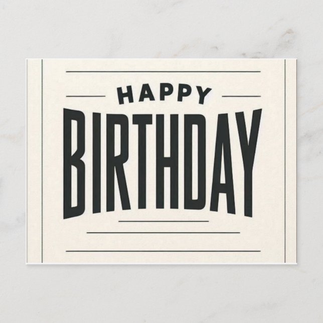 Minimalist Happy Birthday Card - Bold Typography D (Front)