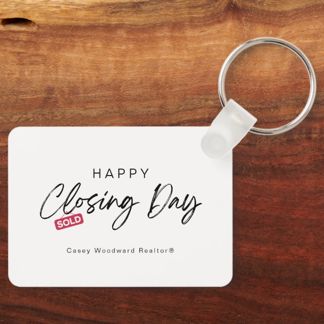 Minimalist Happy Closing Day from Realtor Budget  Key Ring (Front)