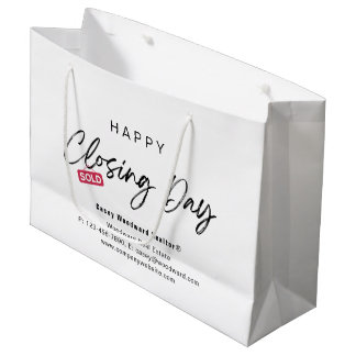 Minimalist Happy Closing Day Sold from Realtor  Large Gift Bag