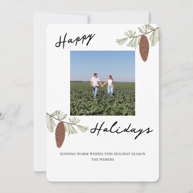 Minimalist Happy Holidays Greeting Card  (Front)