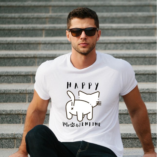 Minimalist Happy Meowentine Cat  T-Shirt (Creator Uploaded)