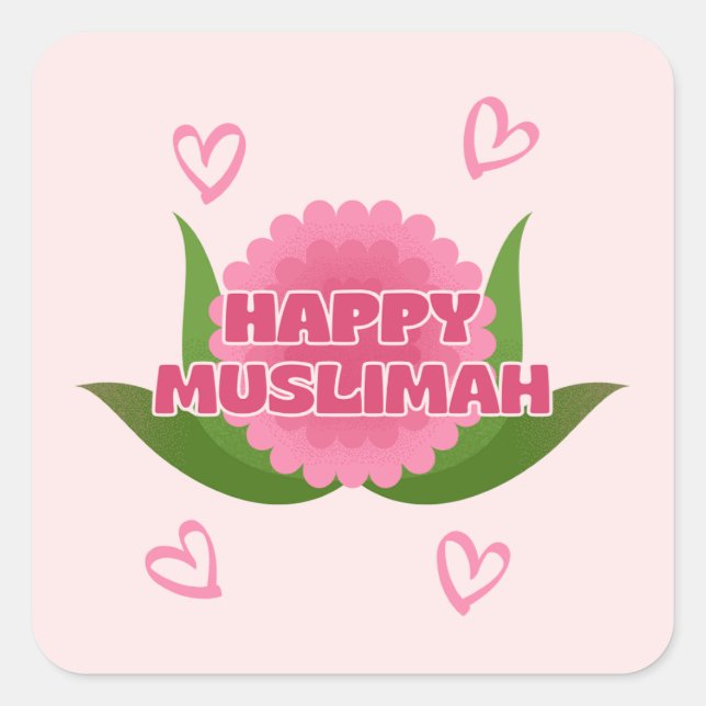 Minimalist Happy Muslimah Sticker (Front)