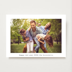 Minimalist Happy New Year 2026 White Photo Frame Holiday Card