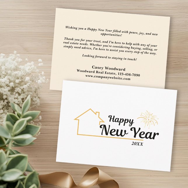 Minimalist Happy New Year | Real Estate Marketing  Card (Creator Uploaded)