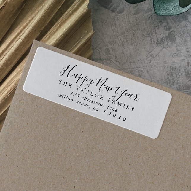 Minimalist Happy New Year Return Address Label (Creator Uploaded)