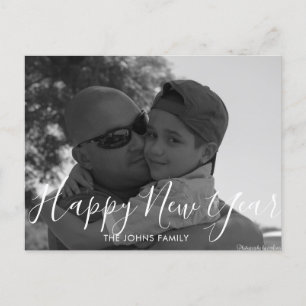 Minimalist Happy New Years 2023 Black White Photo Postcard