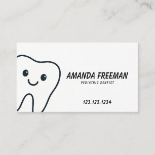 Minimalist Happy Tooth Pediatric Dentist Appointment Card
