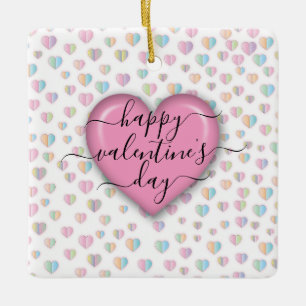 Minimalist Happy Valentine’s Day Ceramic Ornament