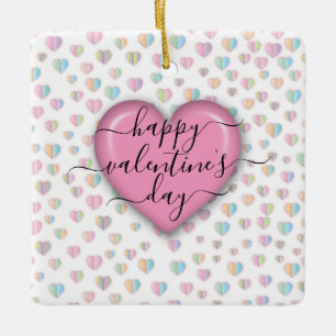 Minimalist Happy Valentine’s Day Ceramic Ornament