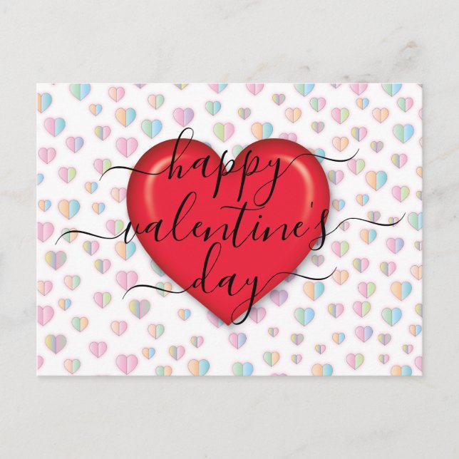 Minimalist Happy Valentine’s Day Holiday Postcard (Front)