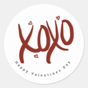 Minimalist Happy Valentines Day Lettering Heart Classic Round Sticker