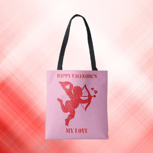 Minimalist Happy Valentine's My Love on pink   Tote Bag