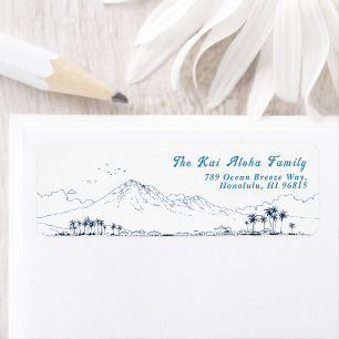 Minimalist Hawaii Mountain Return Customizable Address Label