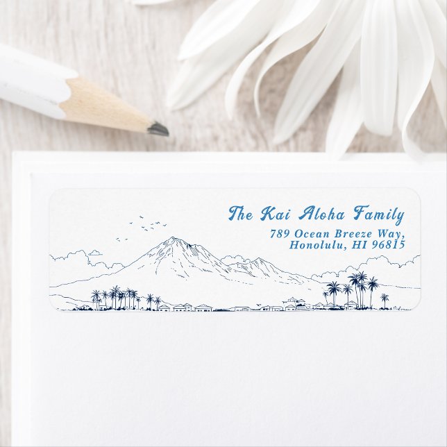 Minimalist Hawaii Mountain Return Customizable Address Label (Creator Uploaded)