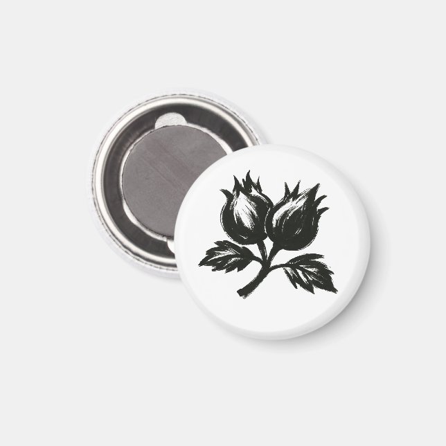 Minimalist Hazelnut – Ink Brush Botanic Design on  Magnet (Front/Back)