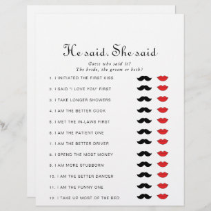 Minimalist He Said She Said Bridal Shower Game