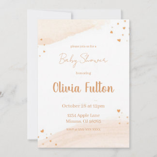 Minimalist Heart Baby Shower Invitation – Blush