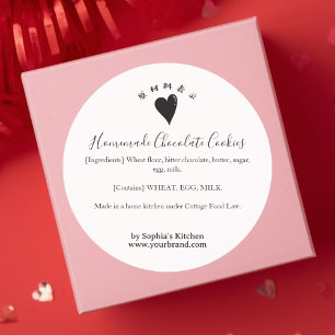 Minimalist Heart Bakery Ingredient Product Classic Round Sticker