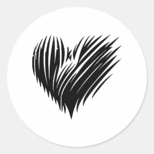 Minimalist Heart: Black & White Art Classic Round Sticker