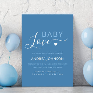 Minimalist Heart Boy Valentine's Day Baby Shower Save The Date