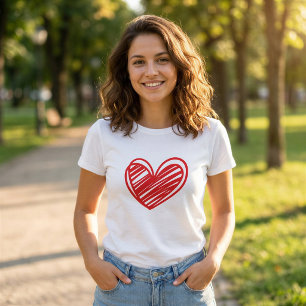 Minimalist Heart Graphic Womens White T-Shirt