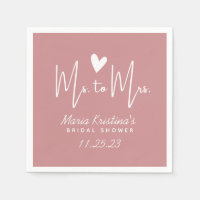 Minimalist Heart Ms to Mrs Bridal Shower Puce Pink