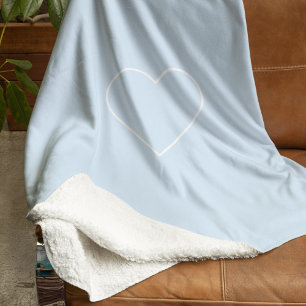 Minimalist Heart on Light Blue   Cozy  Sherpa Blanket