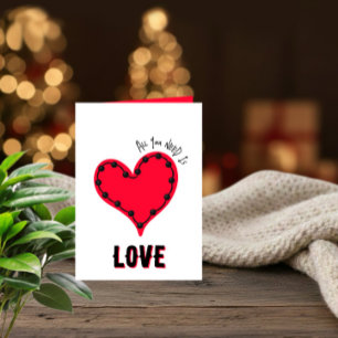 Minimalist Heart Outline Valentine’s Day Greeting  Holiday Card