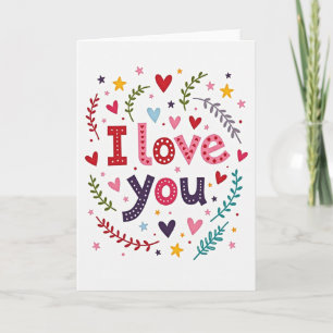 Minimalist Heart Pattern I Love You Card