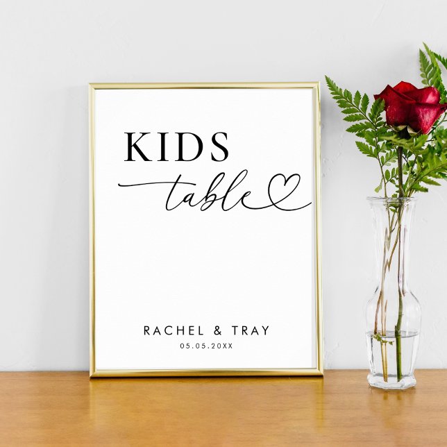 Minimalist Heart Script Kids Table Wedding Sign    (Creator Uploaded)