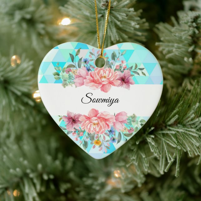 Minimalist heart shaped floral  ceramic ornament (Tree)