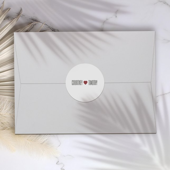 Minimalist Heart Wedding Classic Round Sticker (Creator Uploaded)