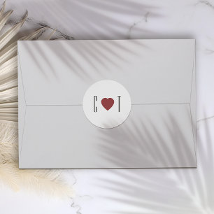 Minimalist Heart Wedding Classic Round Sticker