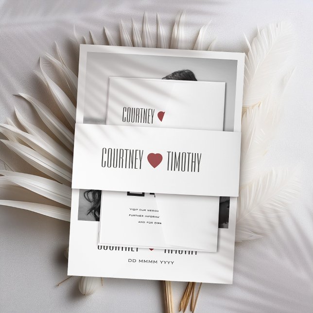 Minimalist Heart Wedding Invitation Belly Band (Creator Uploaded)
