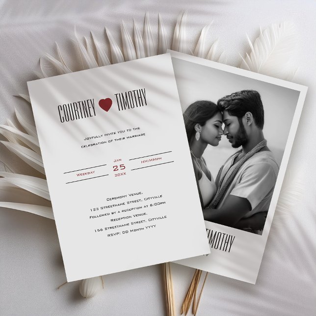 Minimalist Heart Wedding Invitation With Photo (Creator Uploaded)