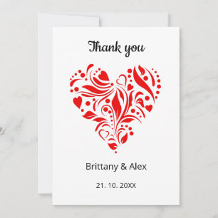Minimalist Heart Wedding Thank You Card – Custom