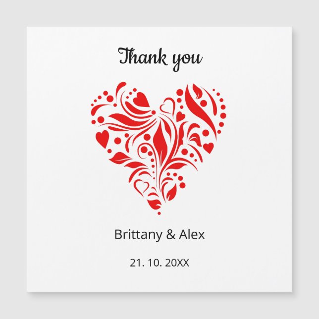 Minimalist Heart Wedding Thank You Card – Custom (Front)