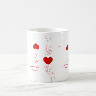 Minimalist Heartbeat and Hands Love Mug – Romantic