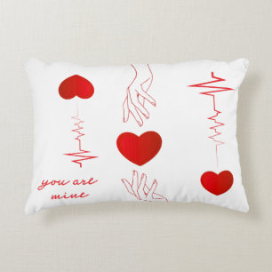 Minimalist Heartbeat and Hands Love Mug – Romantic Decorative Cushion